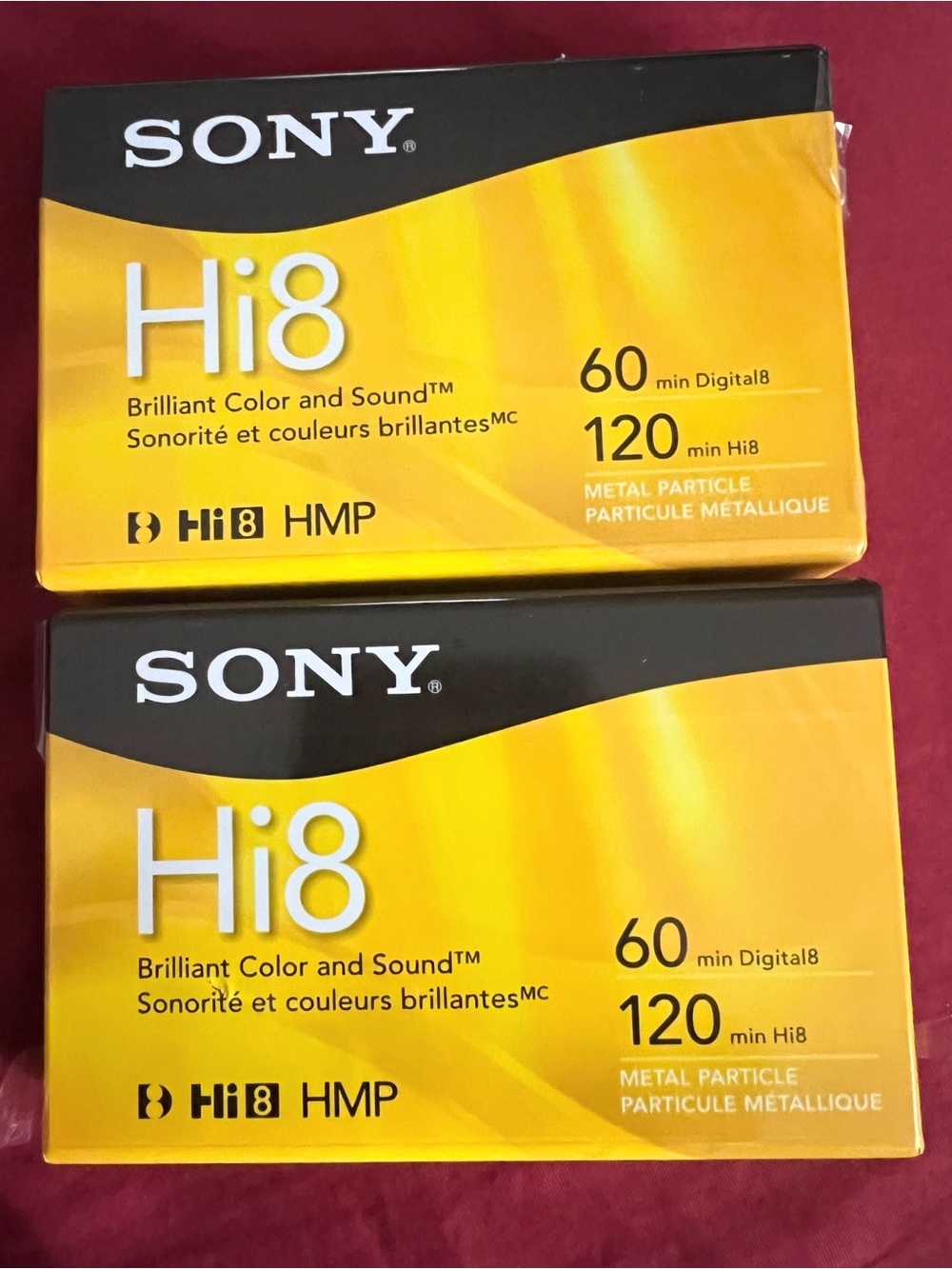 Sony Hi8 Video Cassettes - Yellow and Black Packaging (Set of 2)
